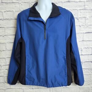 Lands' End Workwear 1/4 Zip Windbreaker Size Large Pearl Insurance Logo on back